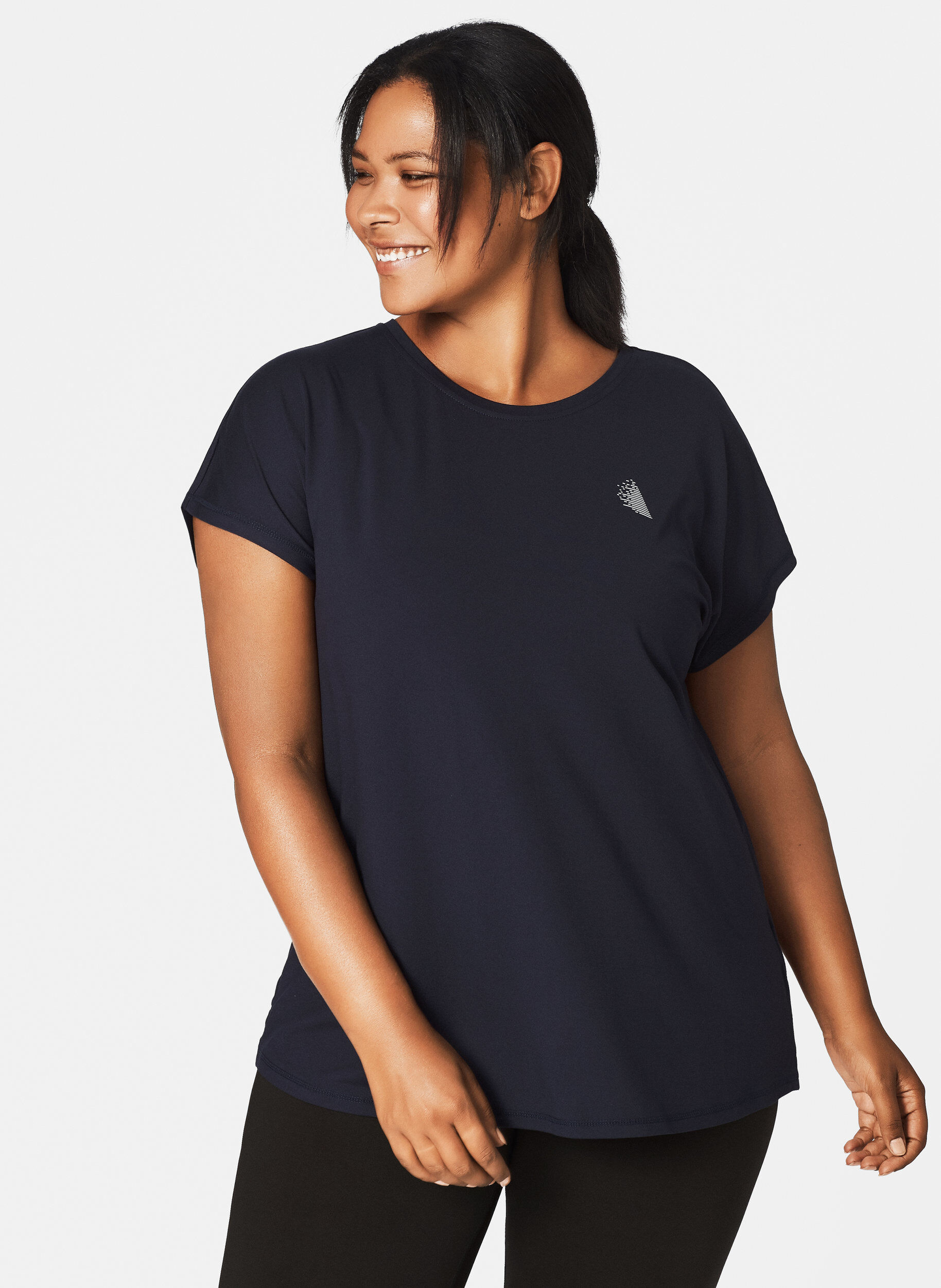 Zizzi Effen sportshirt, Blauw, Model image number 3