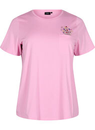 T-shirt met borstzakje, Roze