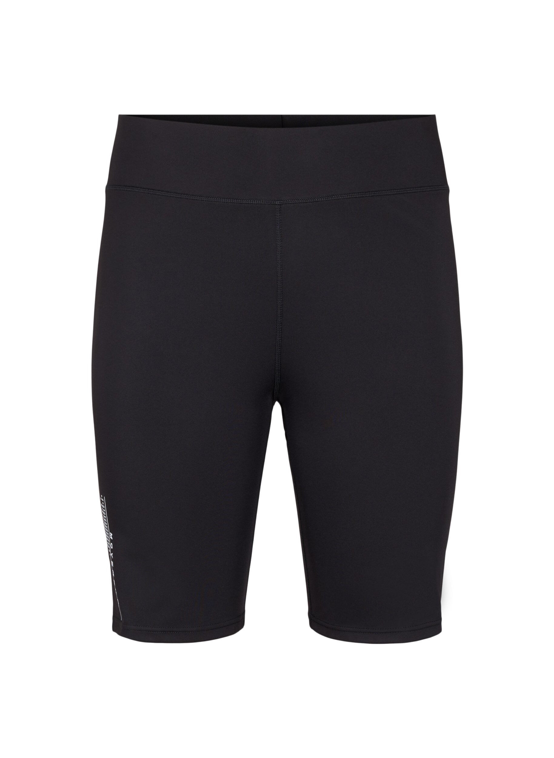 Zizzi Lange strakke sport shorts met logo, Black, Packshot image number 0