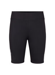 Lange strakke sport shorts met logo, Black, Packshot