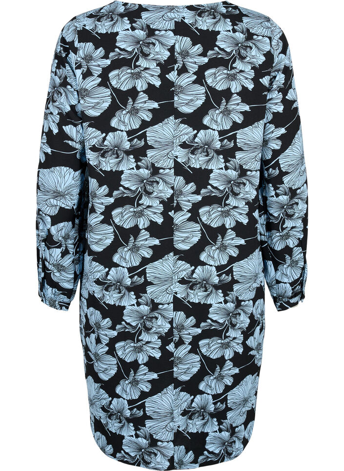 Jurk met V-hals en print, Black B. Flower AOP, Packshot image number 1