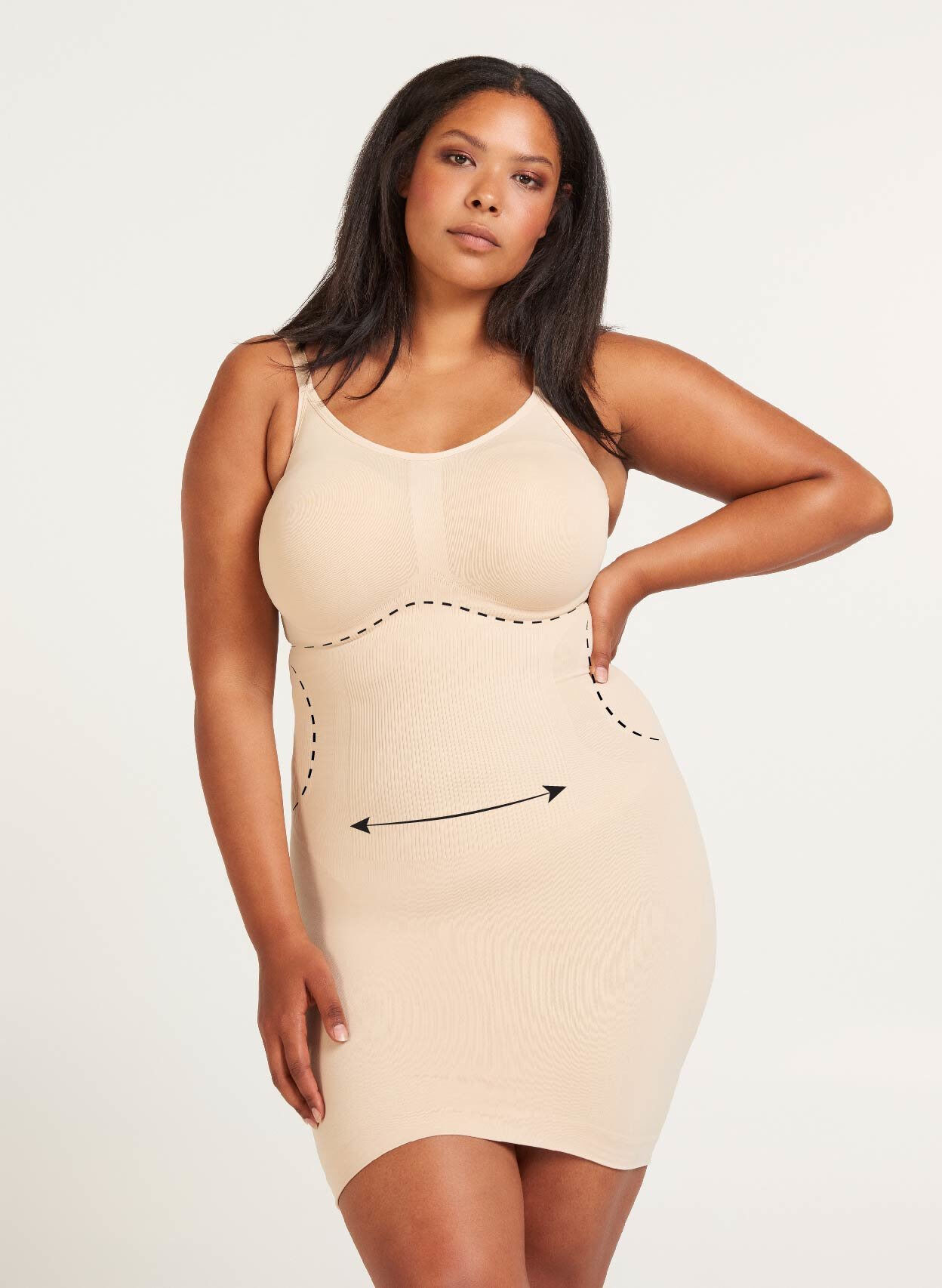 Shapewear jurk met dunne bandjes, Beige, Model