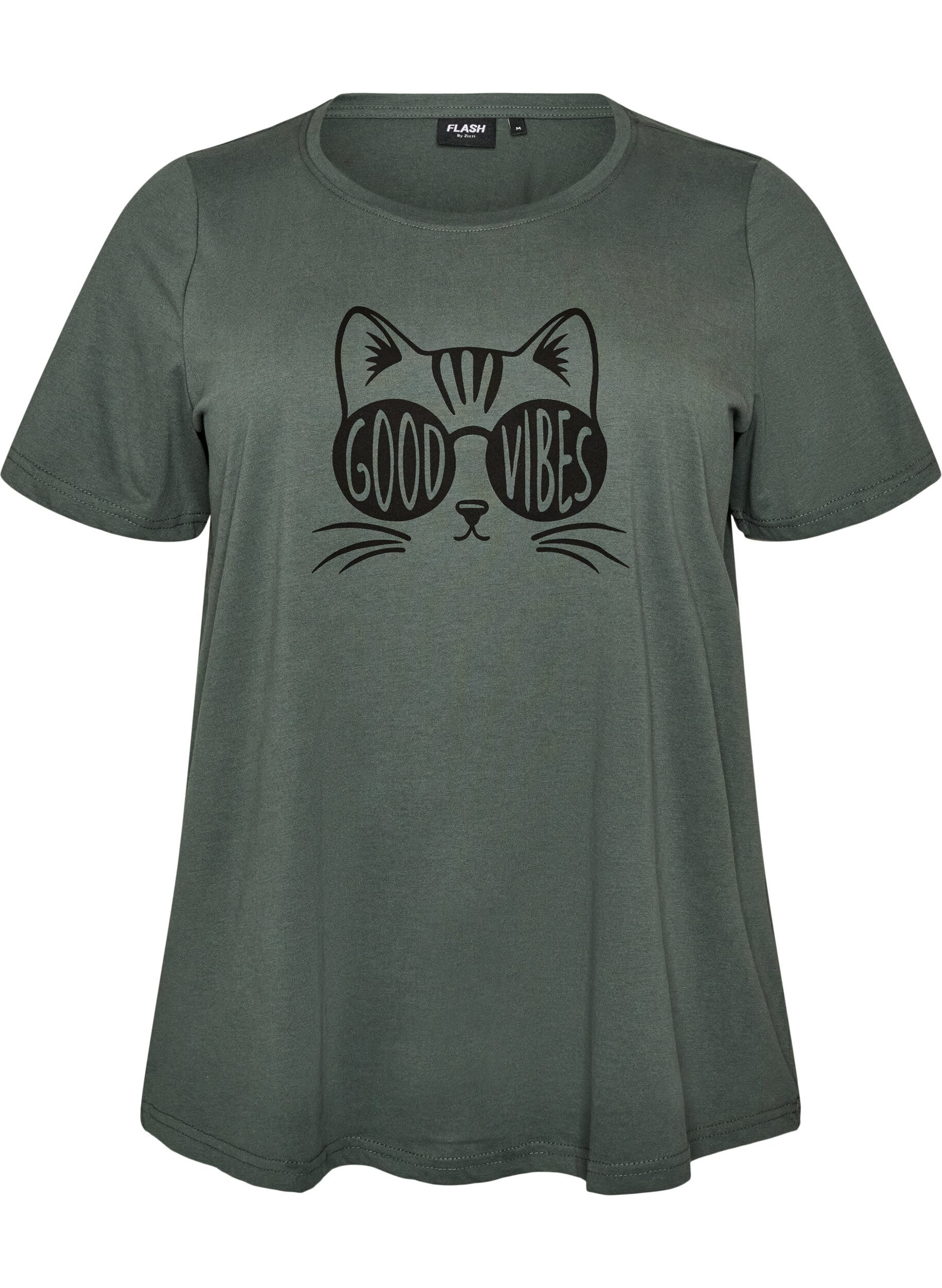 ZizziT-shirt met print, Groen, Packshot image number 0