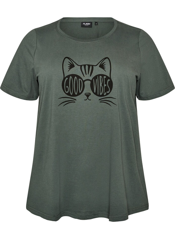 T-shirt met print, Groen, Packshot image number 0