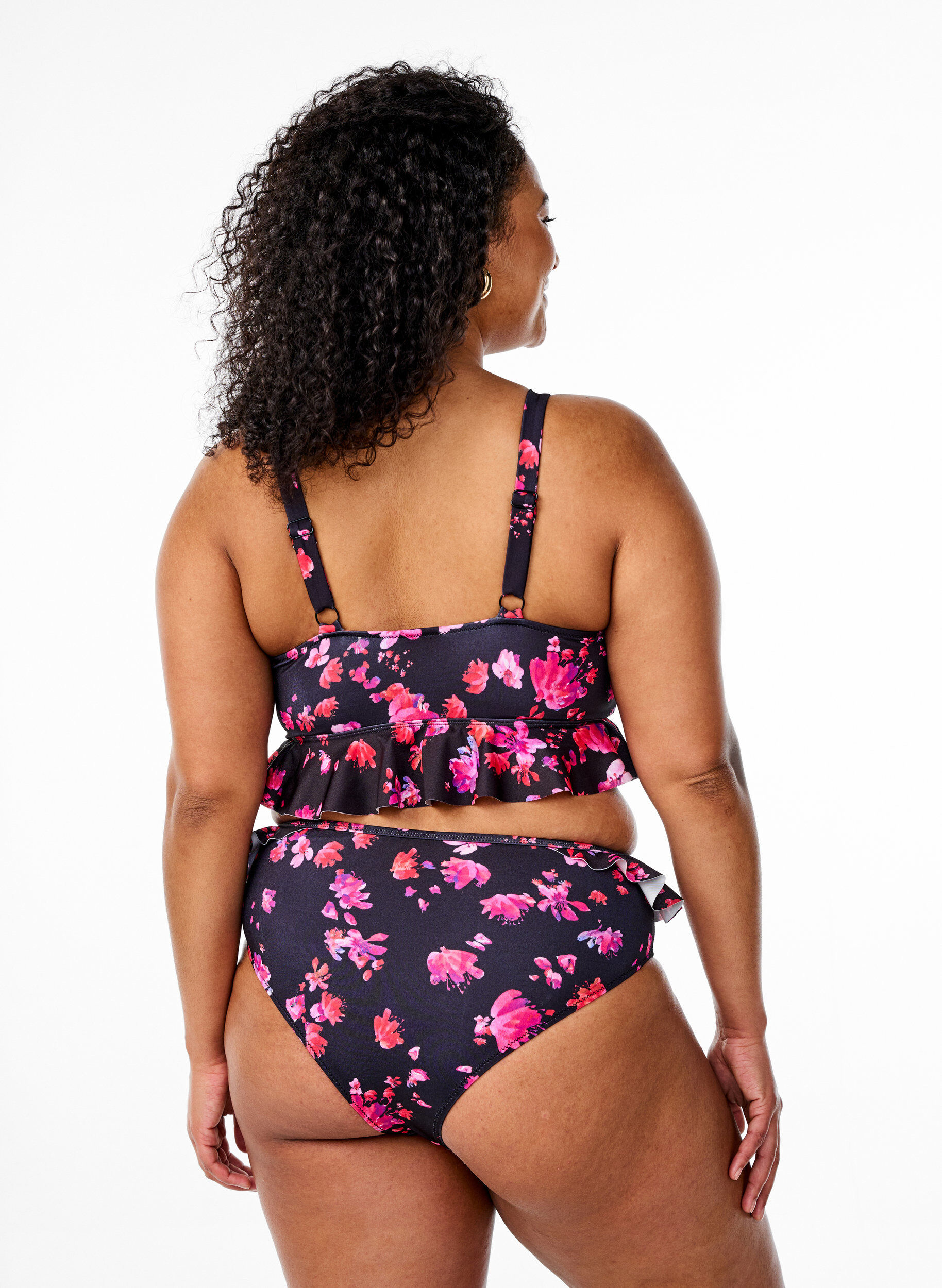 Zizzi Bloemenprint Braziliaanse bikinibroekjes, Roze, Model image number 1