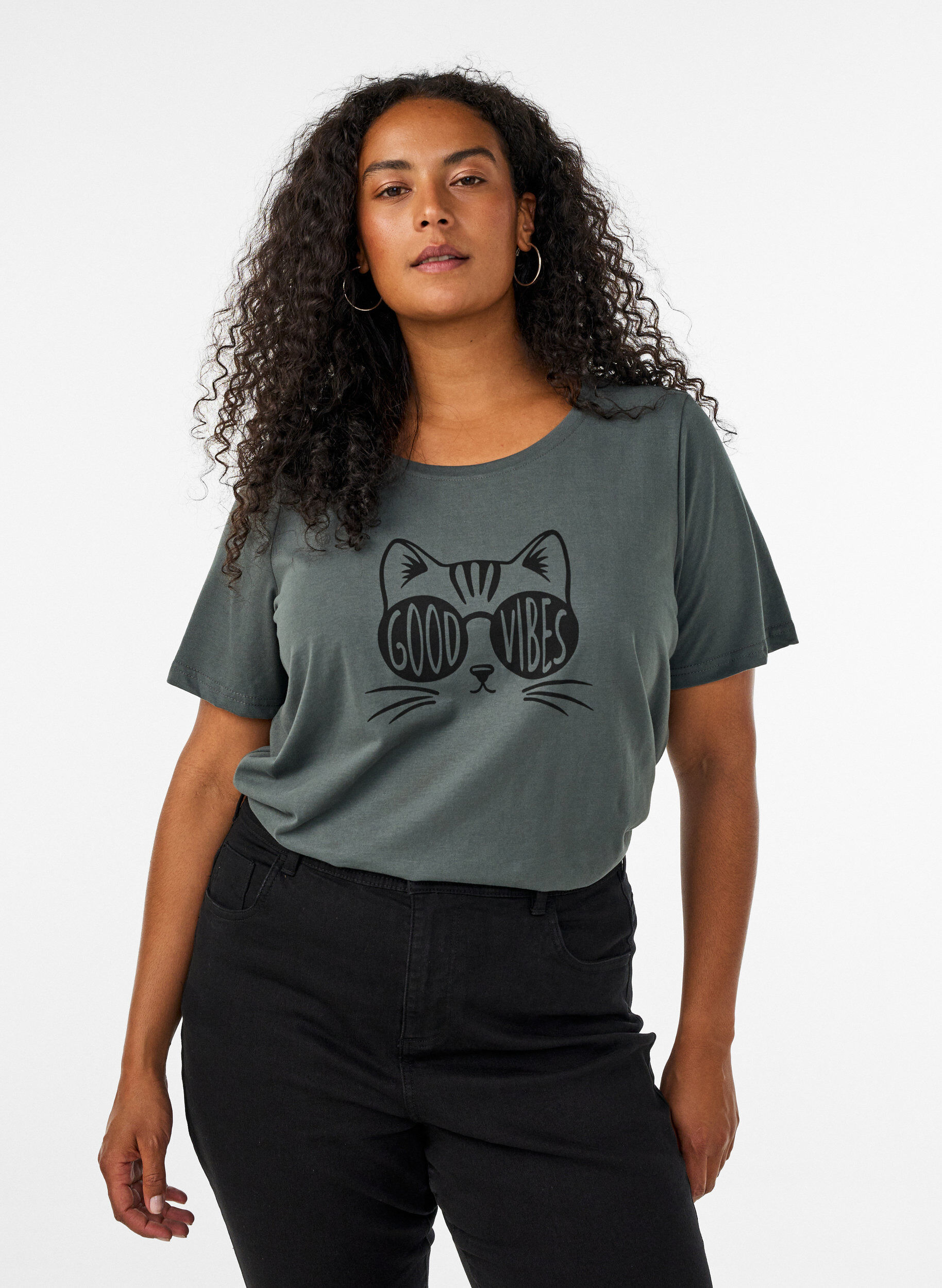 ZizziT-shirt met print, Groen, Model image number 0