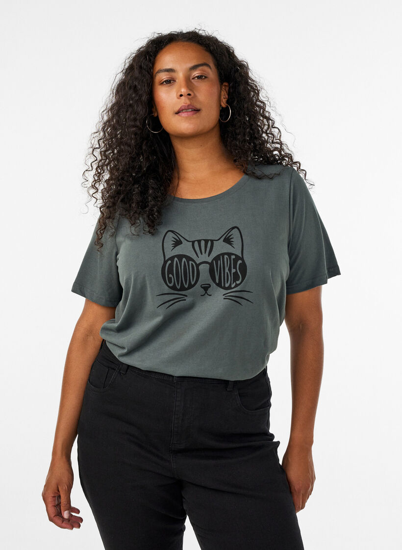 T-shirt met print, Groen, Model image number 0