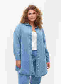 Denim overhemd met print, Light blue denim, Model