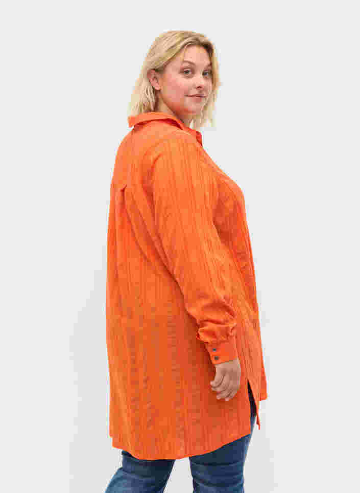 Lang gestreept overhemd met lange mouwen, Harvest Pumpkin, Model image number 1