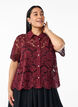 Kanten shirt blouse met parelknopen, Donker Bordeaux, Model image number 0
