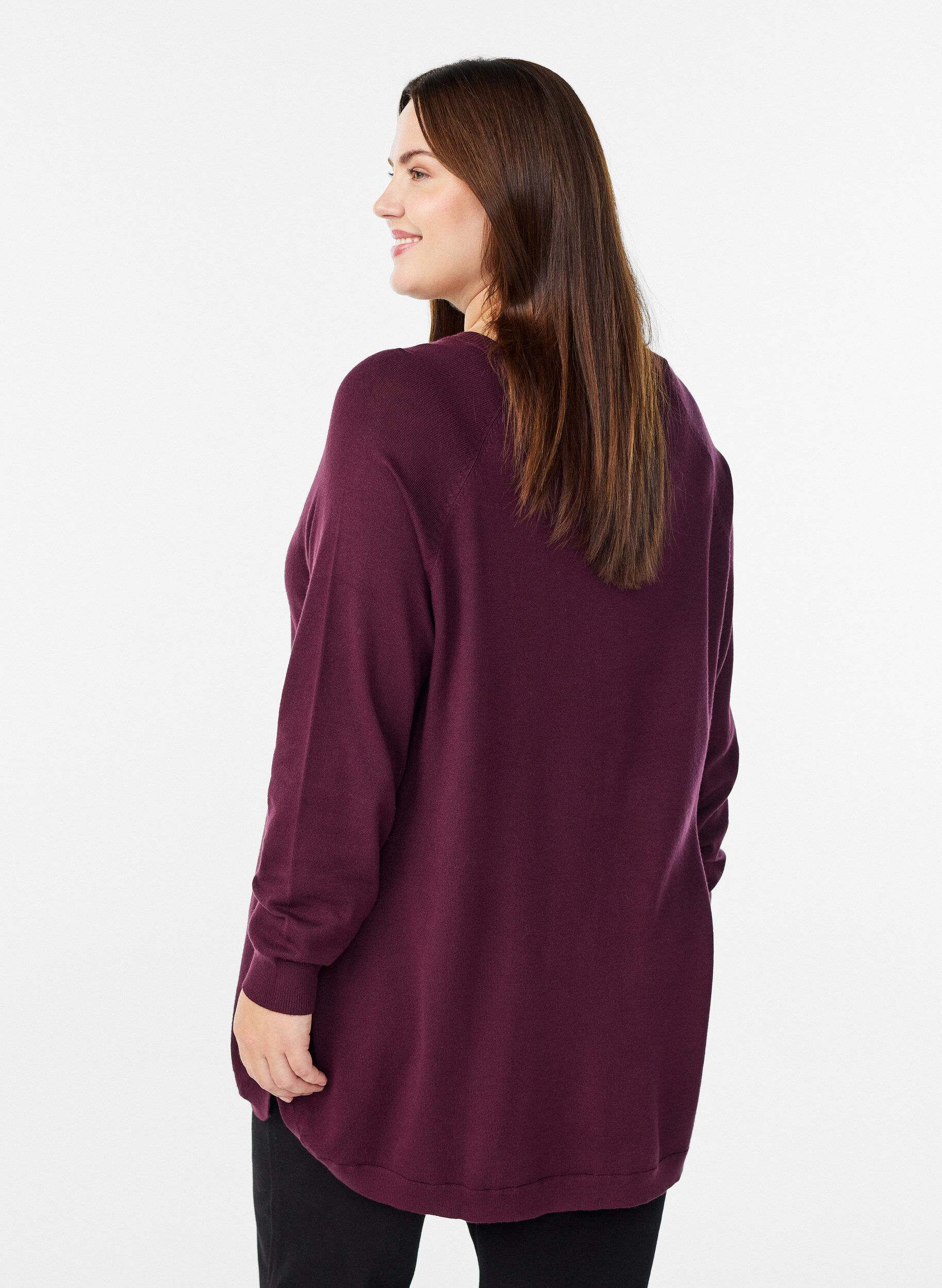 ZizziGebreide blouse met knoopjes aan de zijkant, Rood, Model image number 2