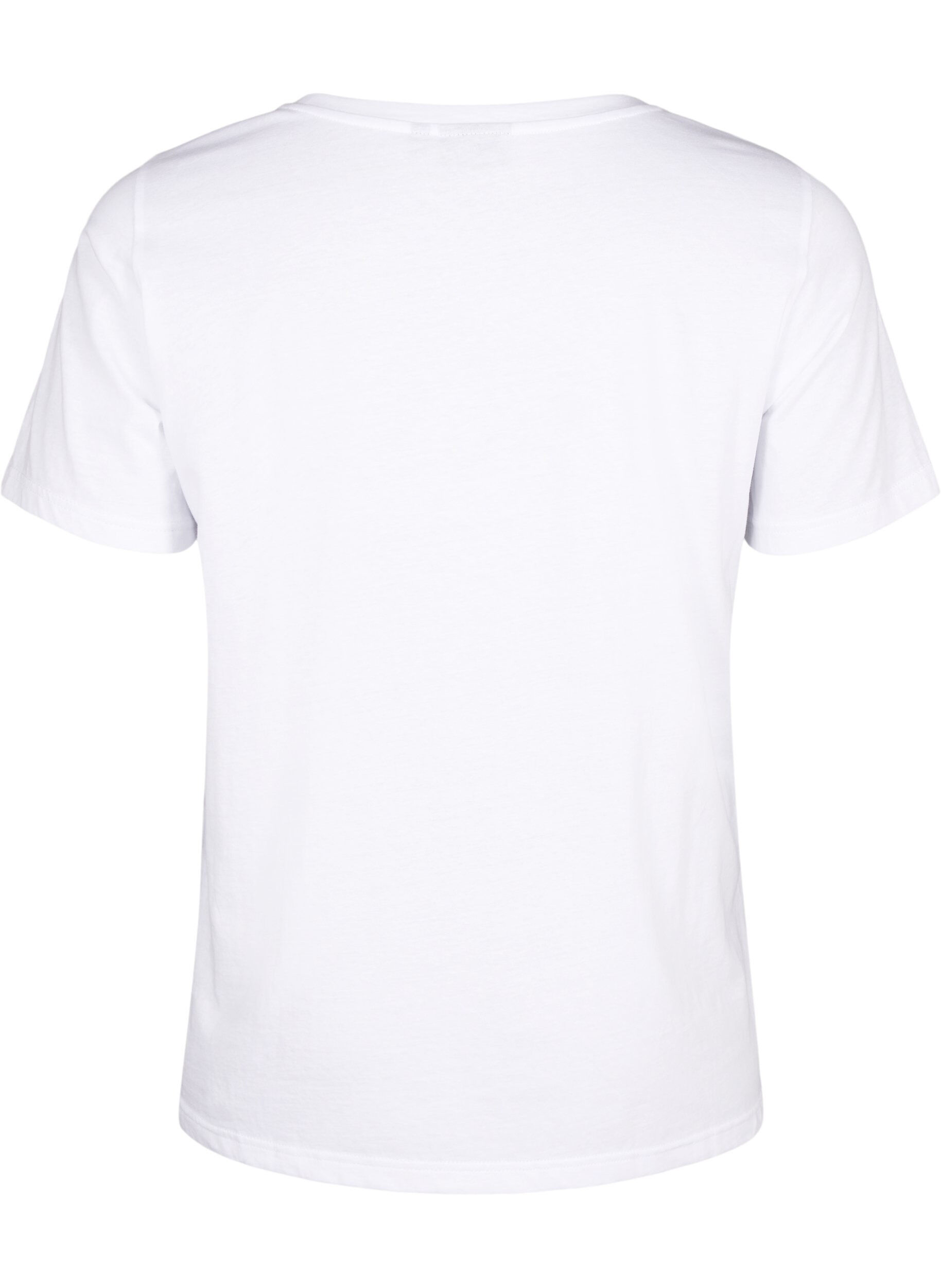 Zizzi Katoenen T-shirt met ronde hals en print, B. White W. Hearts, Packshot image number 1