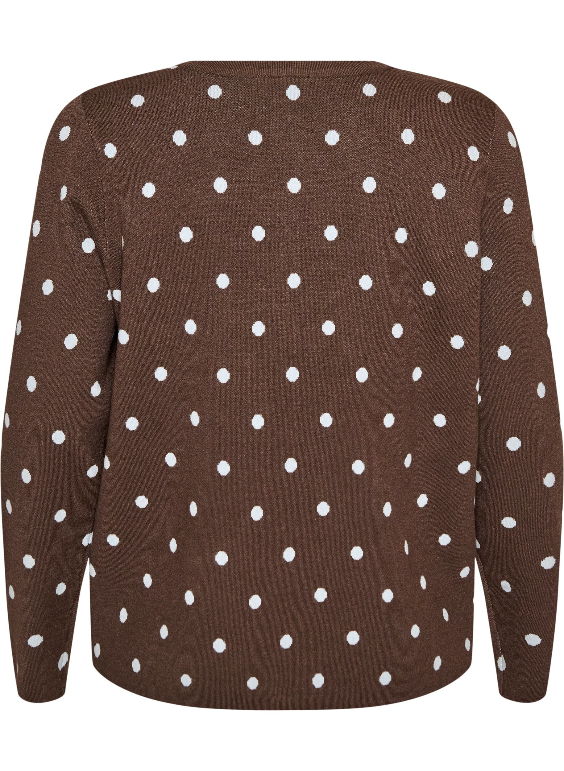 ZizziCardigan met stippen en knoopsluiting, Bruin, Packshot image number 1