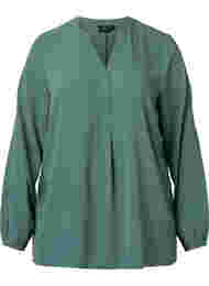 Effen blouse met v-hals, Mallard Green