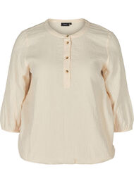 Katoenen blouse met knopen en 3/4-mouwen, Mother Of Pearl