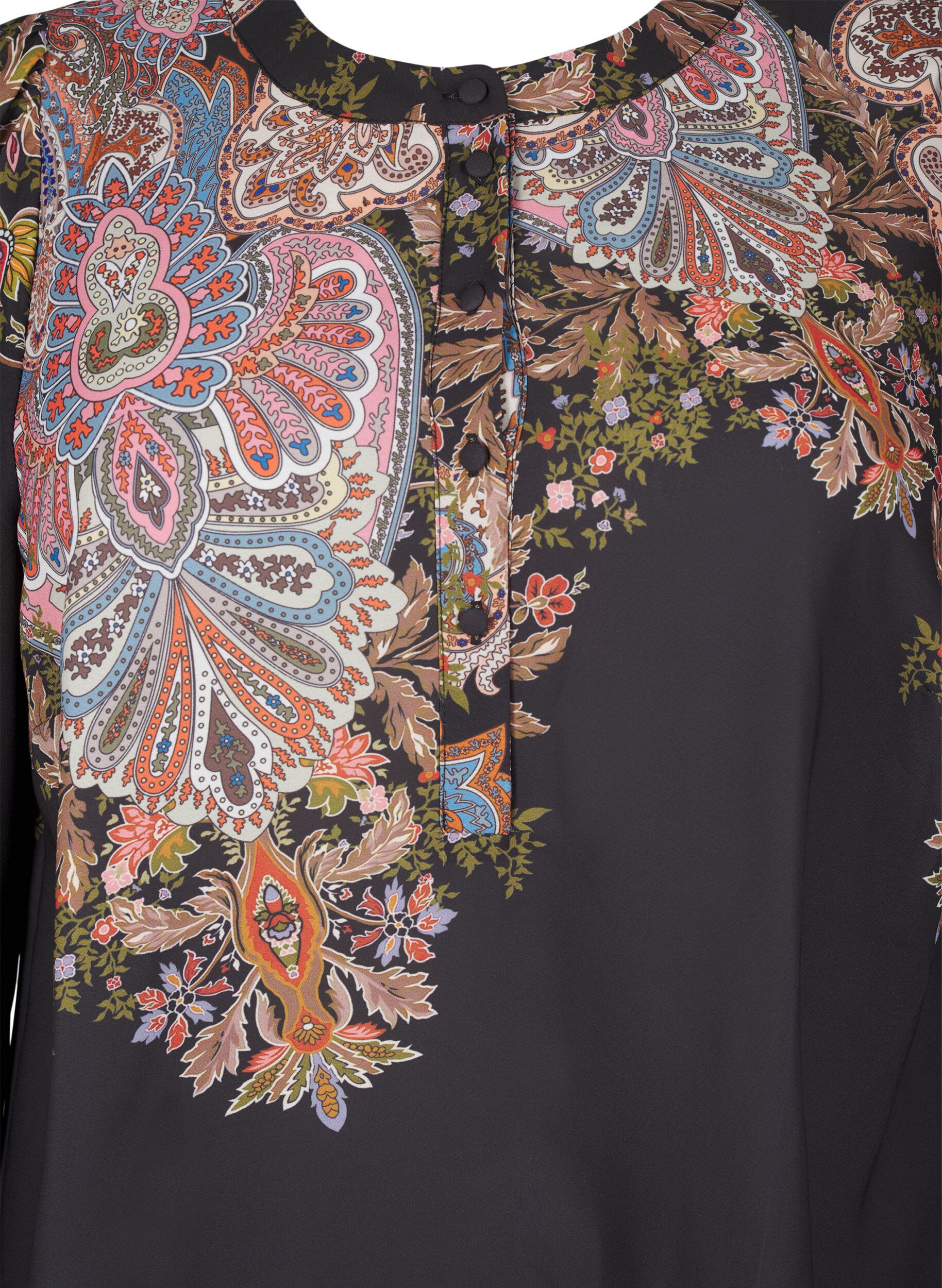 Zizzi Midi-jurk met paisleyprint, Black Paisley, Packshot image number 2