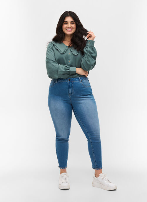 Cropped Amy jeans met parels