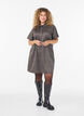 Korte geruite jurk met een overhemdkraag, Bruin, Model image number 1