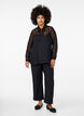 Chiffon blouse met een gestippelde textuur, Black, Model image number 2