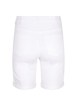 Korte spijkerbroek met strakke pasvorm en hoge taille, Bright White, Packshot image number 1