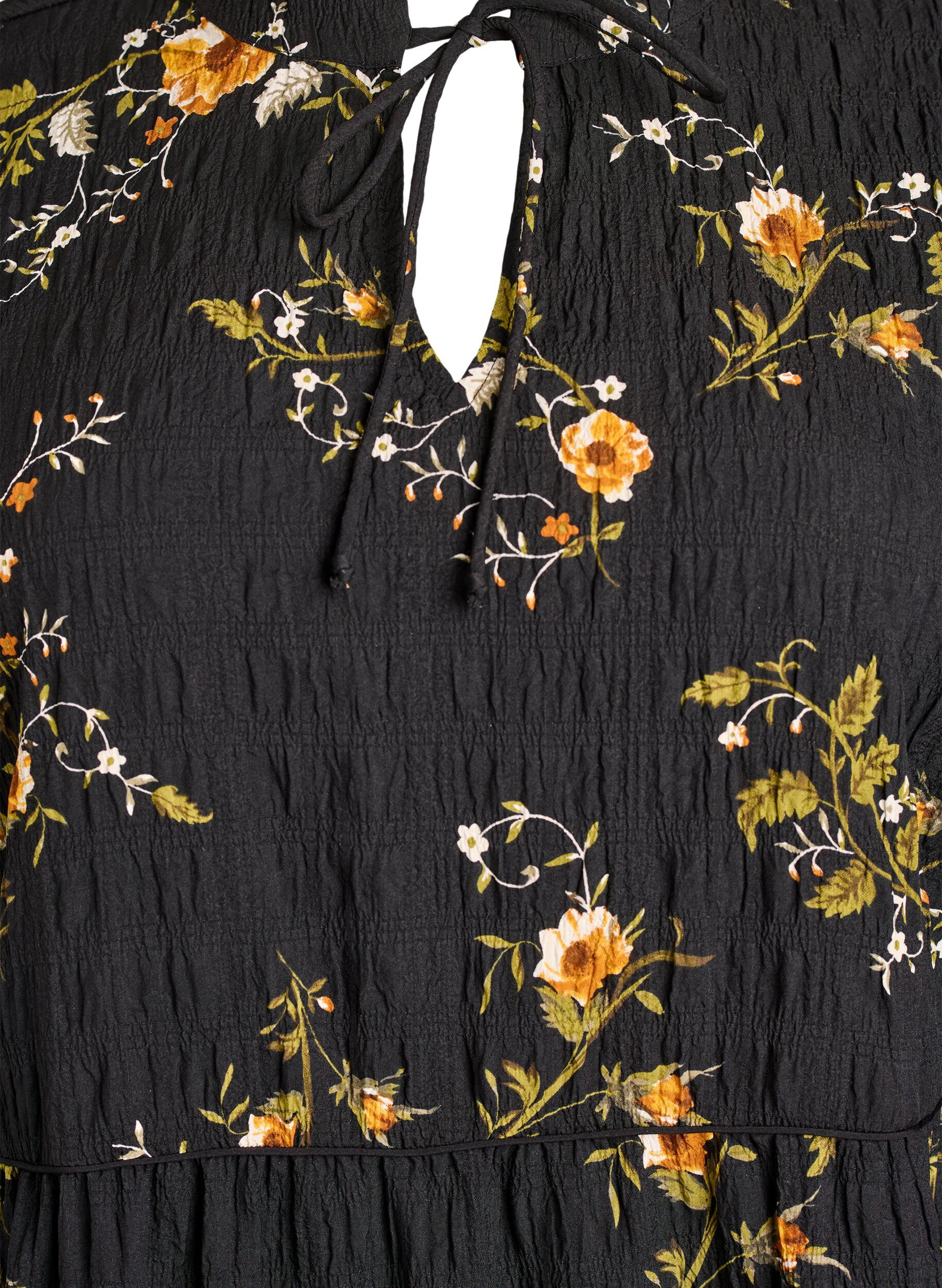 ZizziJurk met bloemenprint en striksluiting, Zwart, Packshot image number 2