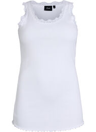Tanktop met kant en broderie anglaise, Wit