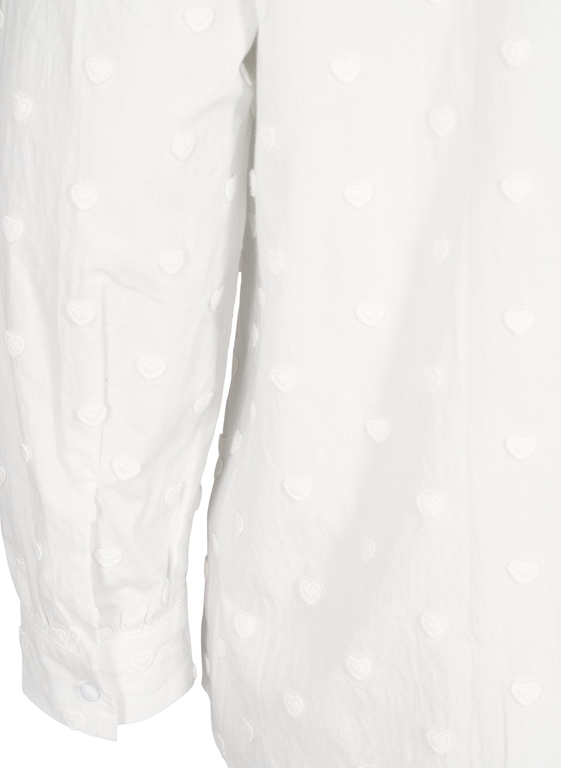 Zizzi Shirt met kraag en opgenaaide hartjes, Wit, Packshot image number 3