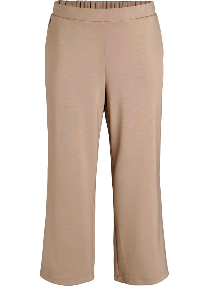 High-waist loungebroek met rechte pijpen, Beige, Packshot image number 0