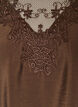 Blouse met 3/4 mouwen en kantdetails, Bruin, Packshot image number 2