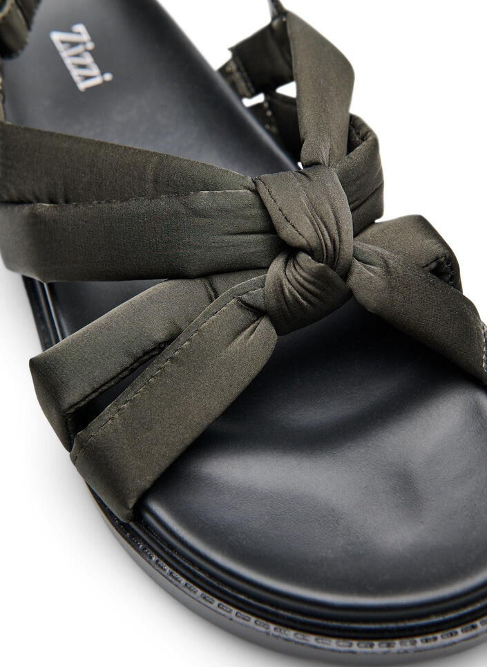 Wide fit - Sandalen met knoopdetail, Groen, Packshot image number 3