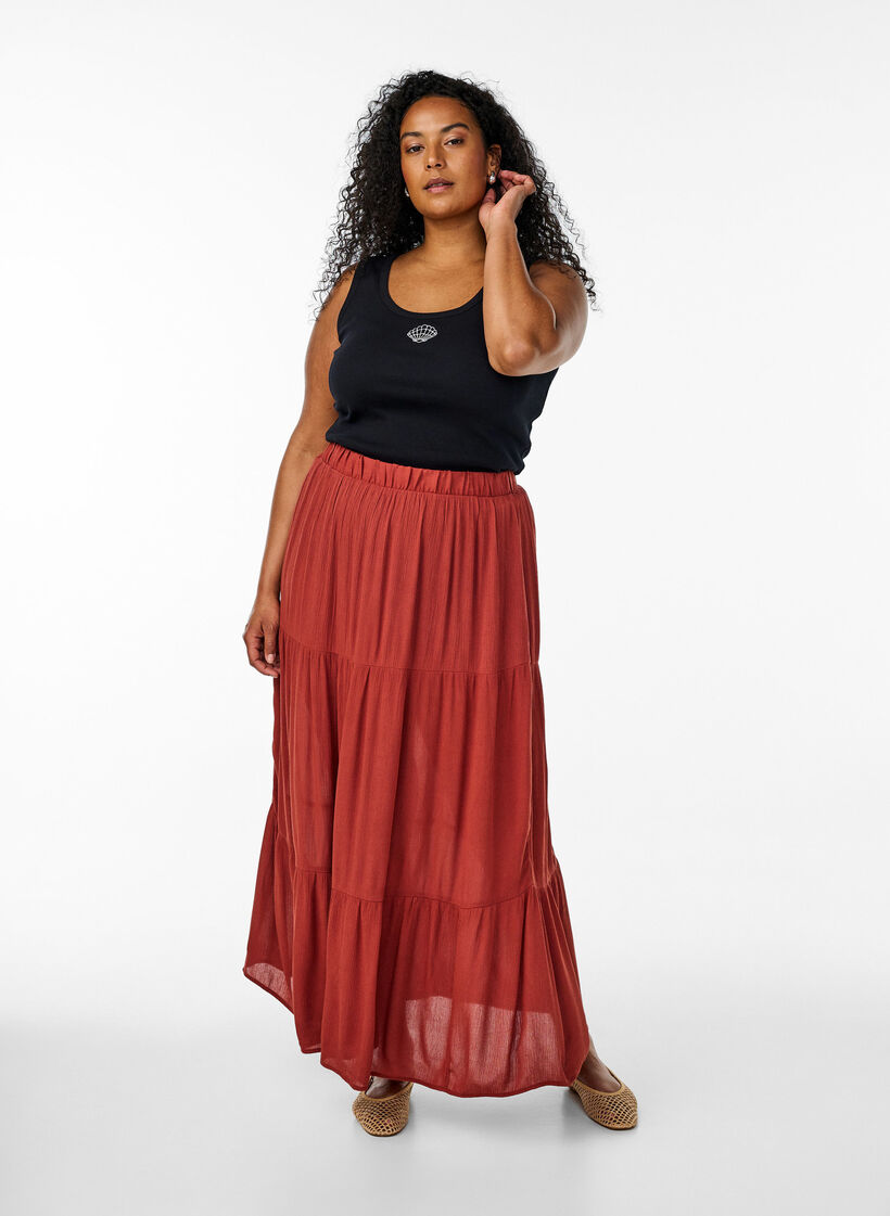 Nauwsluitende top met motief, Zwart, Model image number 1