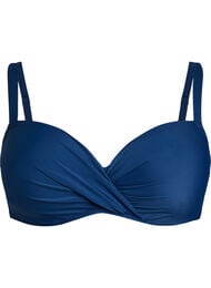 Bikini top met beugel en plooien, Blauw