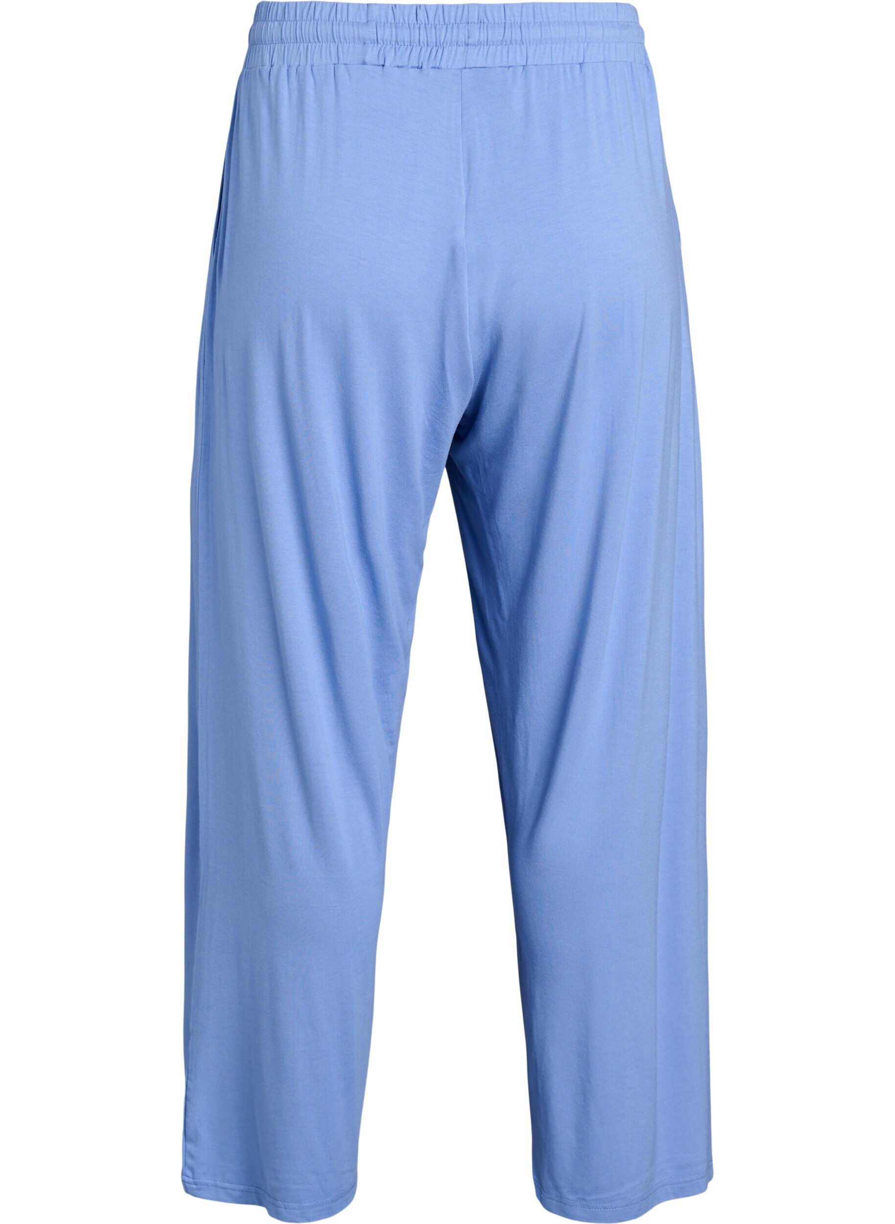 ZizziLosse nachtbroek in viscose jersey met zakken, Blauw, Packshot image number 1