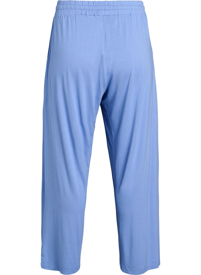 Losse nachtbroek in viscose jersey met zakken, Blauw, Packshot image number 1