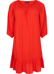 Viscose jurk met 3/4 mouwen, Fiery Red