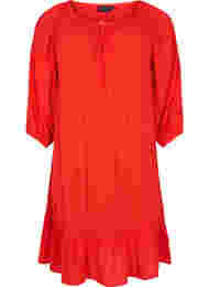 Viscose jurk met 3/4 mouwen, Fiery Red