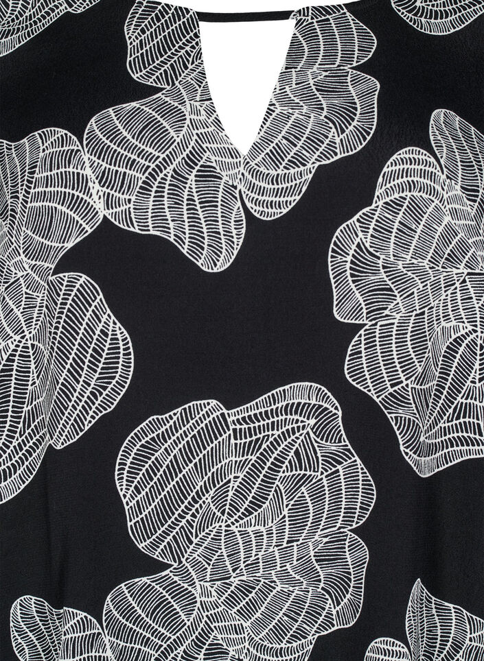 Viscose blouse met korte mouwen met print, Zwart, Packshot image number 2
