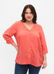 Viscose blouse met knopen en v-hals, Deep Sea Coral, Model image number 0