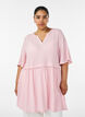 Tuniek met gekreukelde structuur en 1/2 mouwen, Roze, Model image number 0
