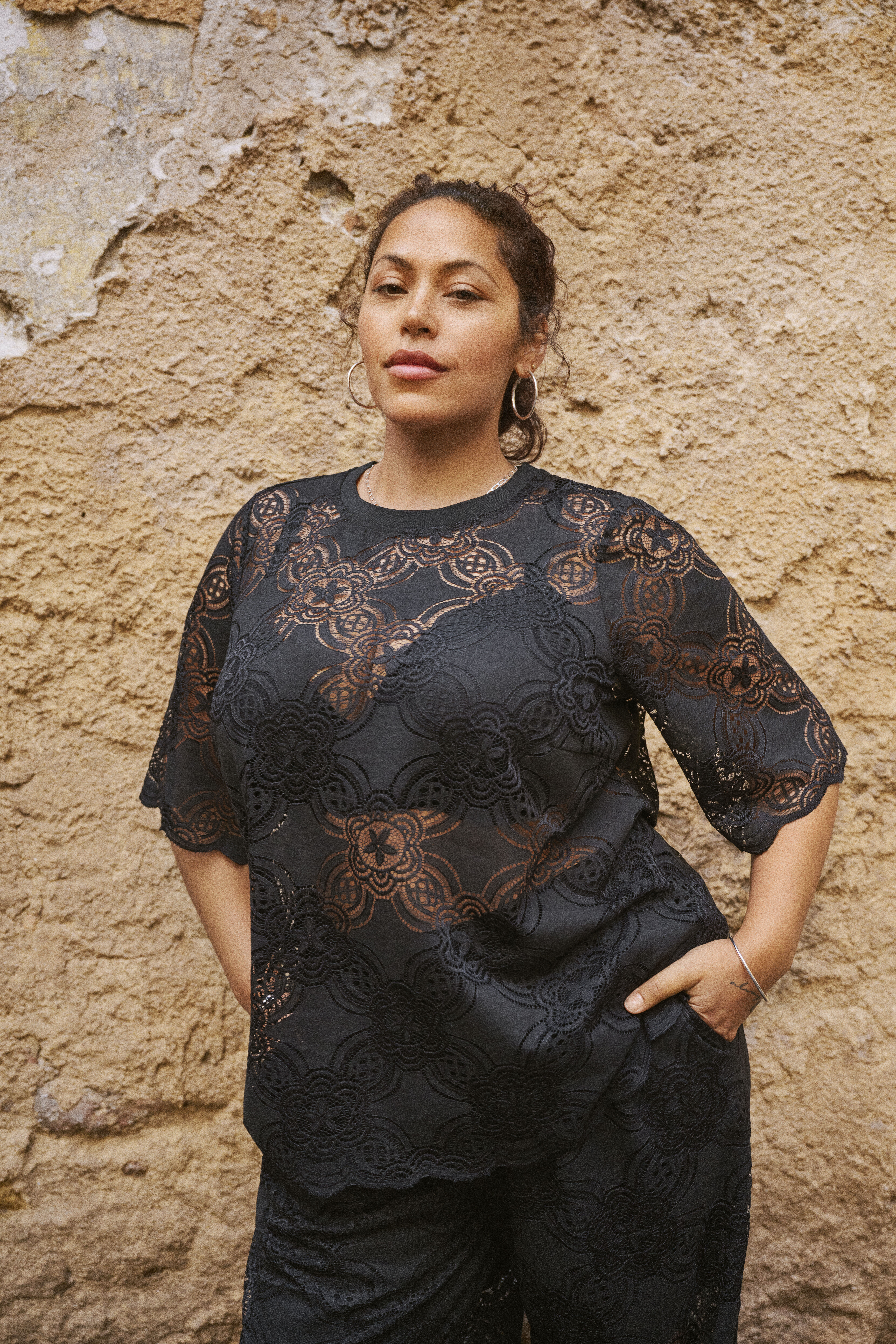 Zizzi Zwarte kanten set, , Model