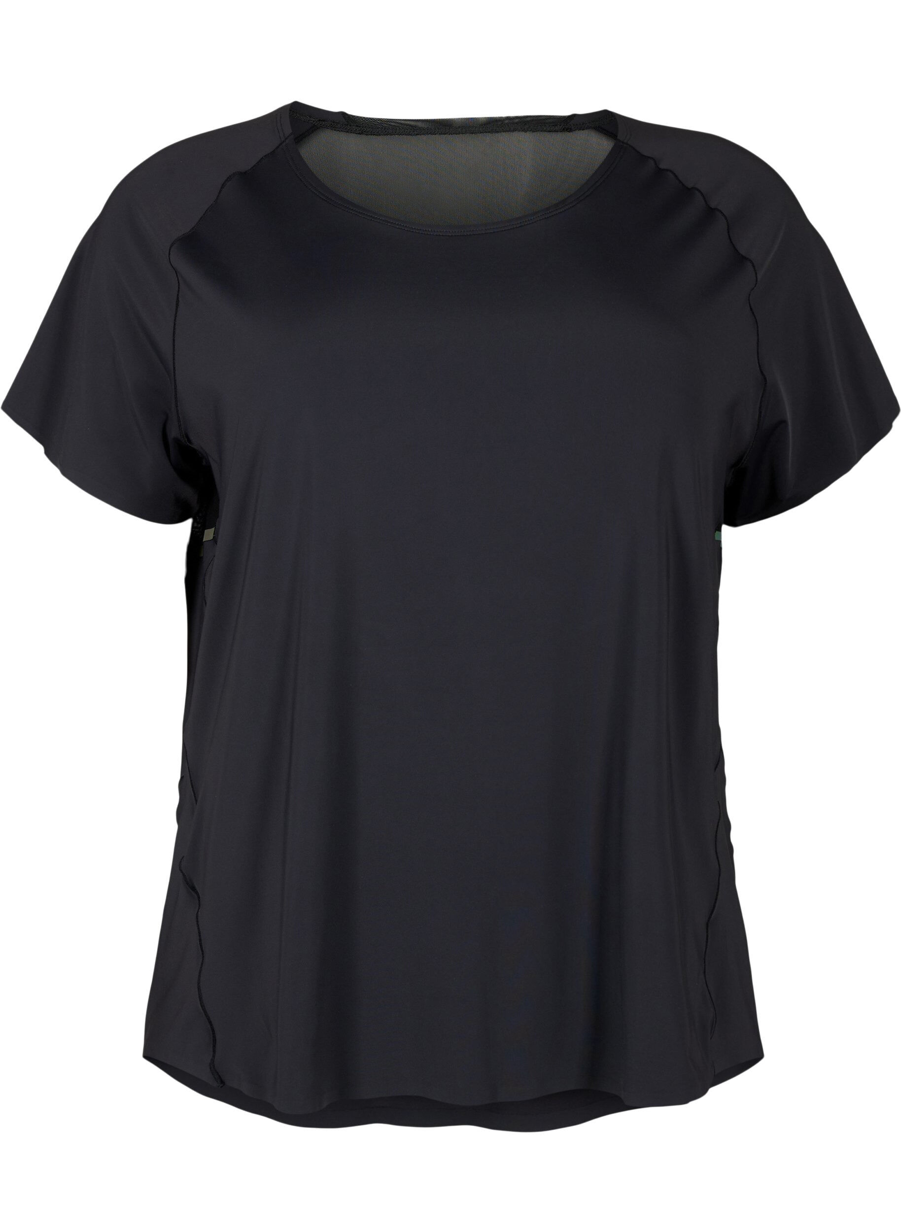 Zizzi Trainings-T-shirt met mesh en reflecterende details, Black, Packshot image number 0