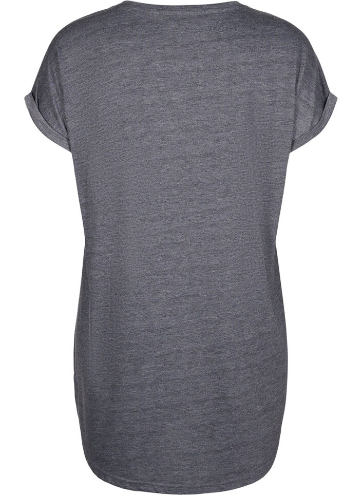 Nachtjapon met korte mouwen en tekstopdruk, , Packshot image number 1