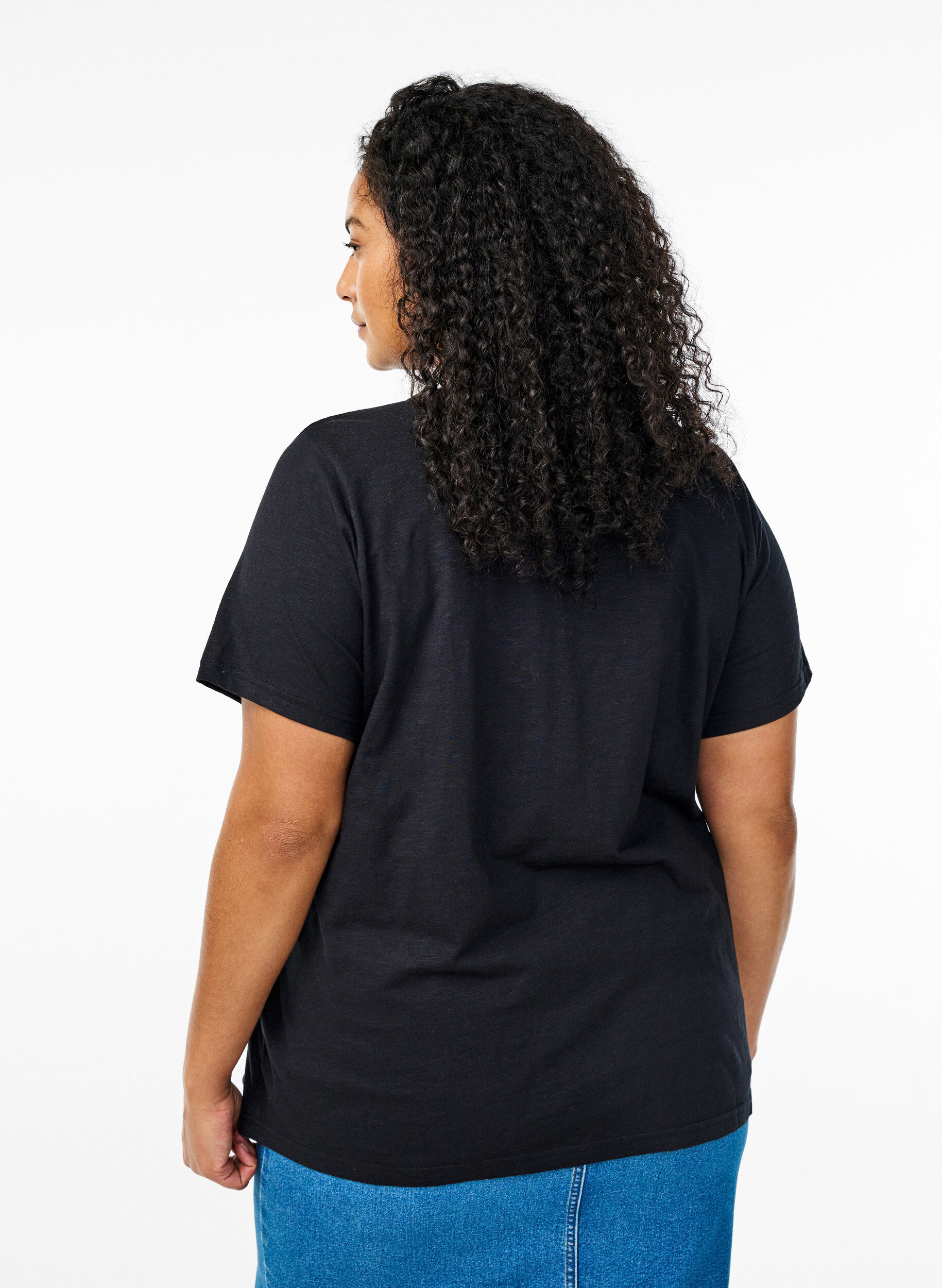 ZizziT-shirt met knoopdetail, Zwart, Model image number 2