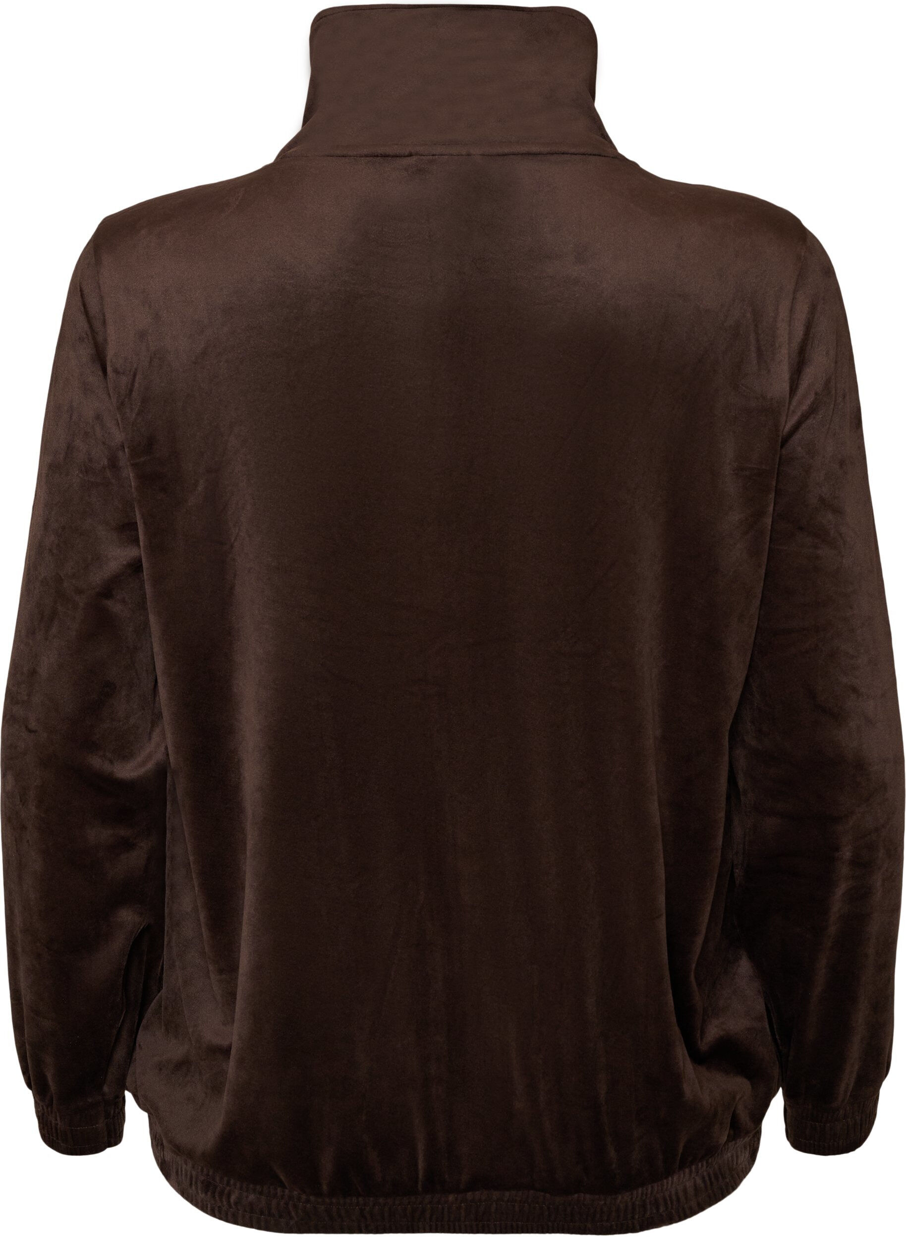 ZizziZachte velours cardigan met rits en hoge kraag, Bruin, Packshot image number 1