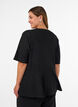 Peplumblouse met glitterstrepen, Zwart, Model image number 2
