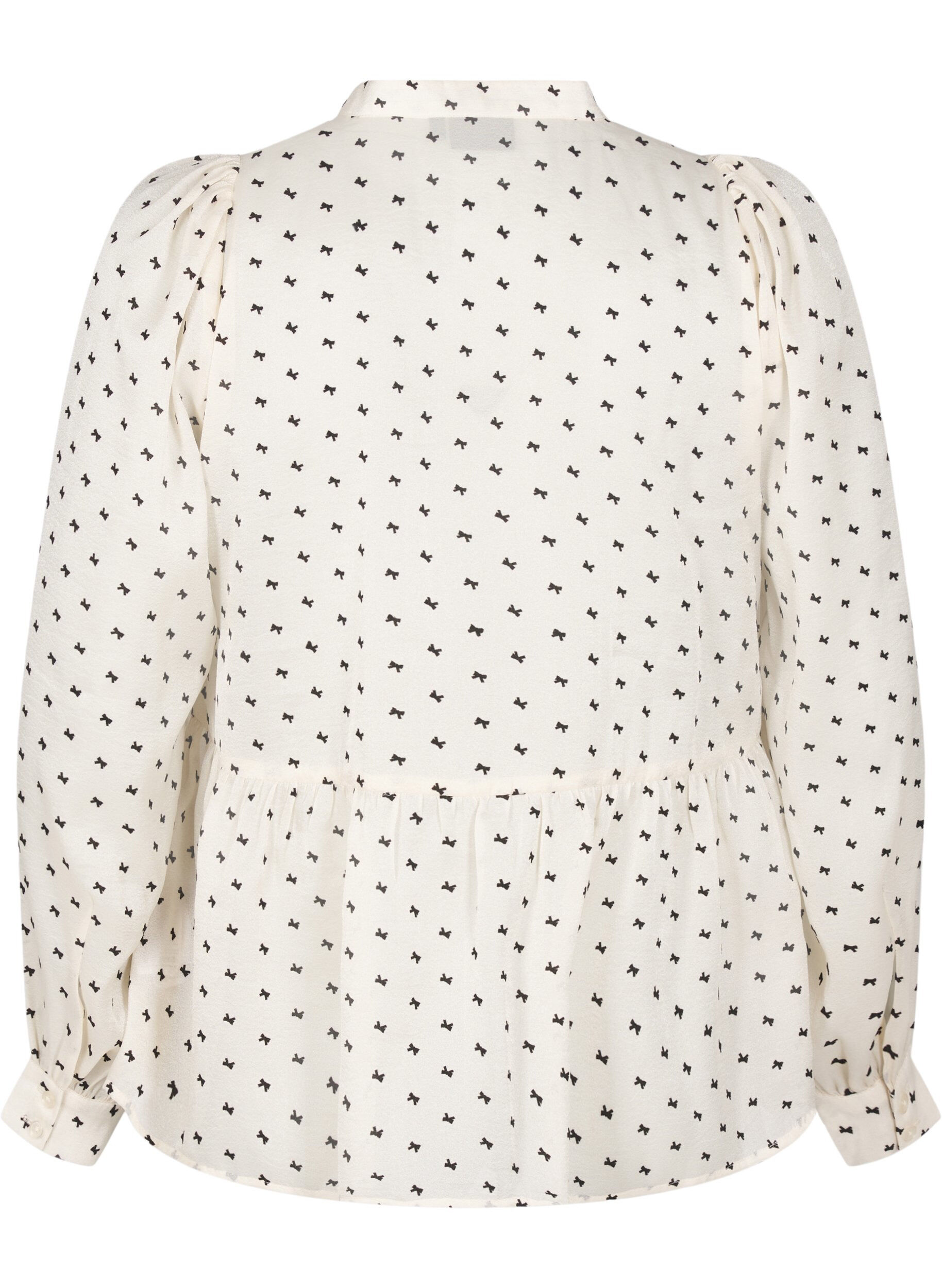 Zizzi Blouse met peplum en strikjes, Ecru w Bow, Packshot image number 1