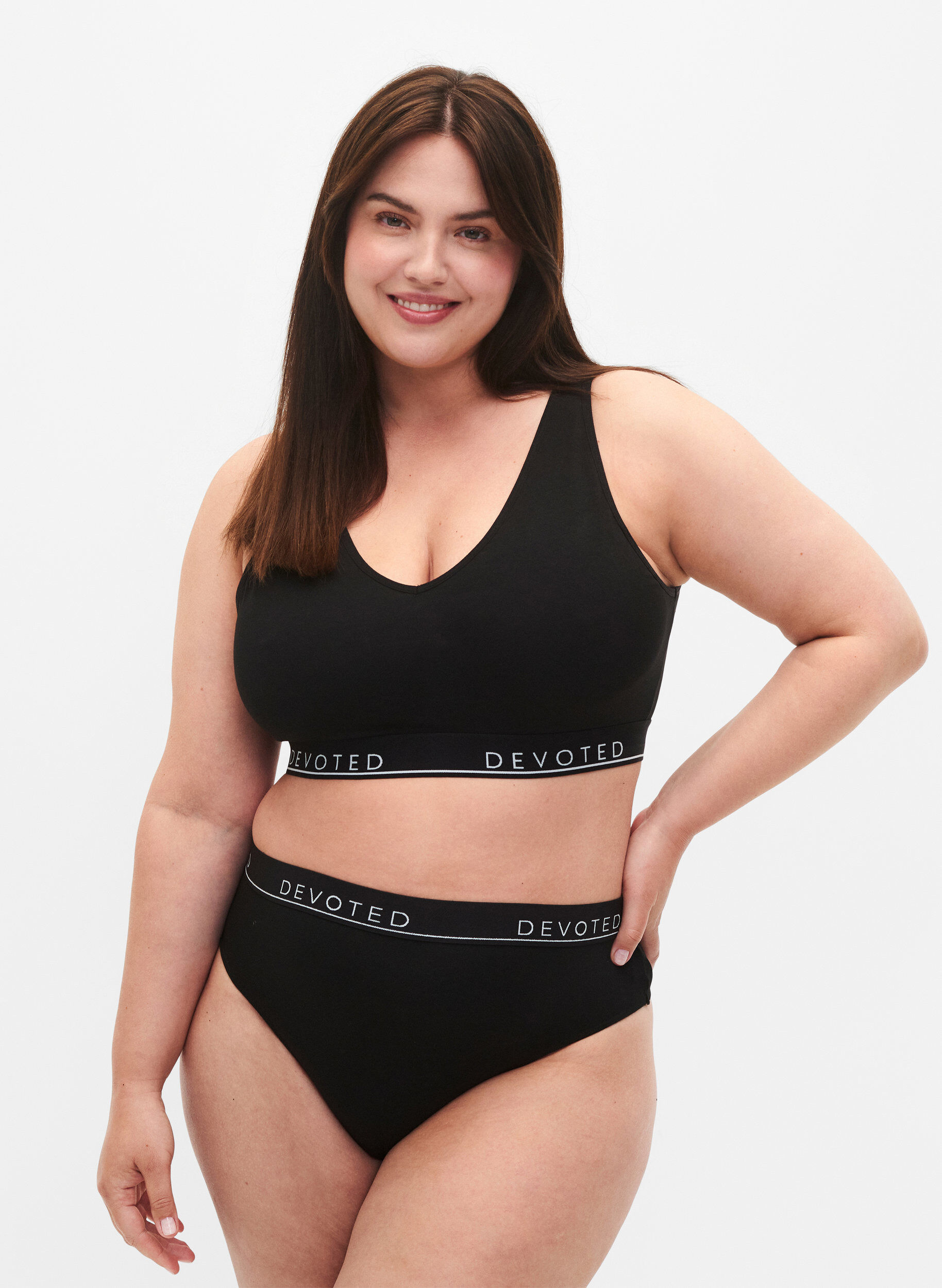 Katoenen G-string met normale taille, Zwart, Model