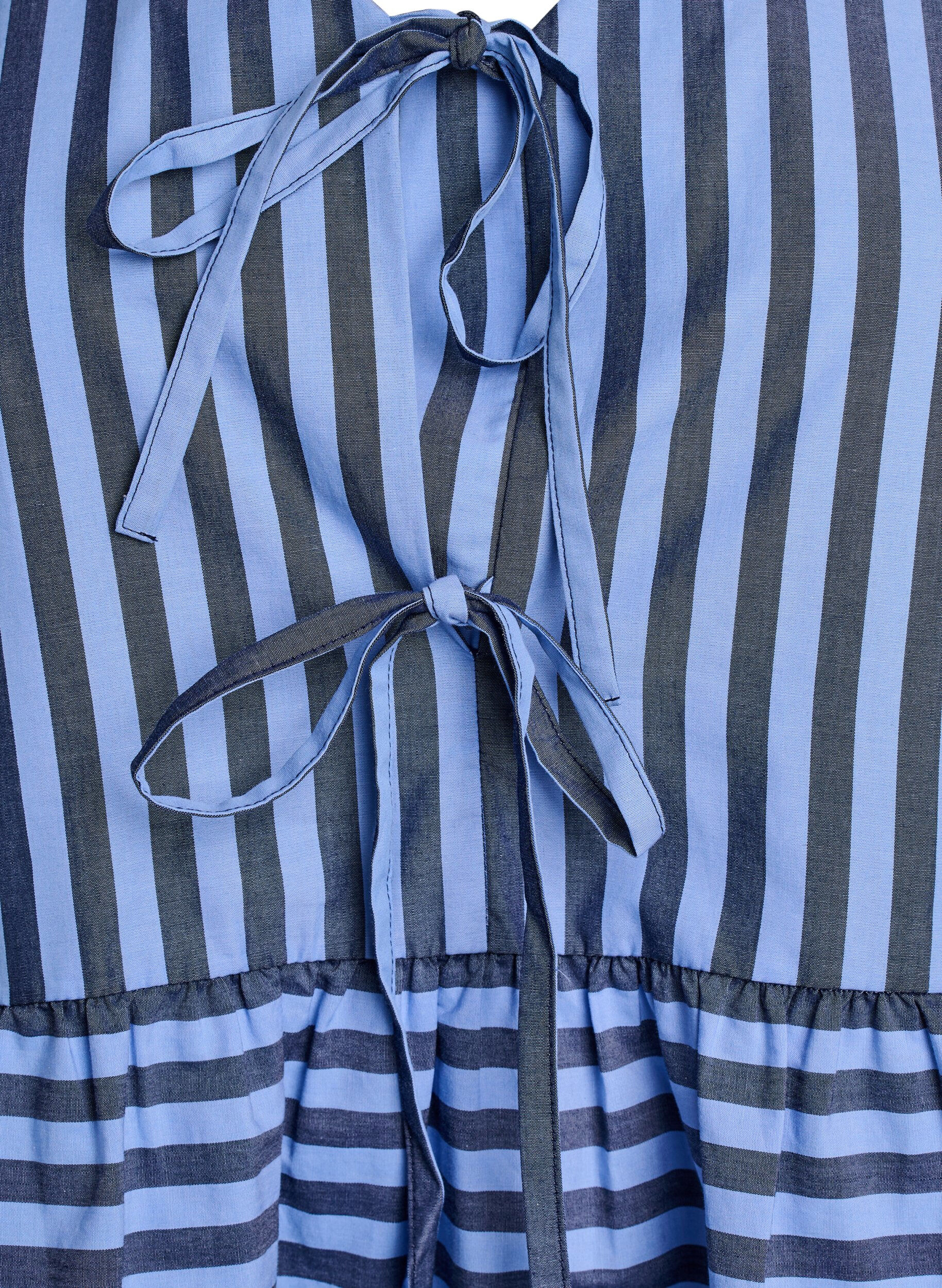 Zizzi Blouse met strepen en strikken, Blauw, Packshot image number 2