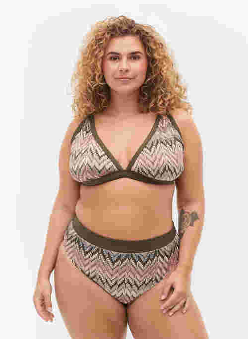 Thai bikinibroekje met patroon en hoge taille
