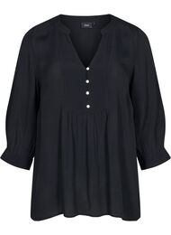 Viscose blouse met 3/4 mouwen, Black